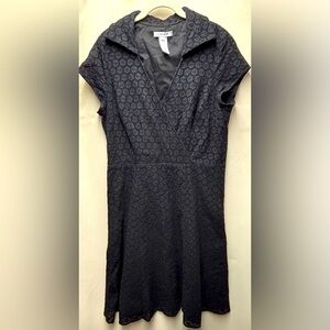 Nine West Black Eyelet Lace Wrap Style Dress Size 16